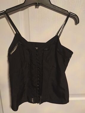 The Kooples Black Lace-Trim Spaghetti Strap Cami